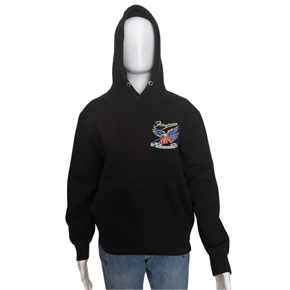 Allegiance Loyalty Black Patriotic Hoodie Sweatshirt Size Small